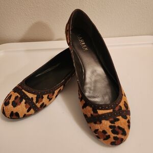 Ralph Lauren Leopard-Print Ballet Flats in Tan and Black